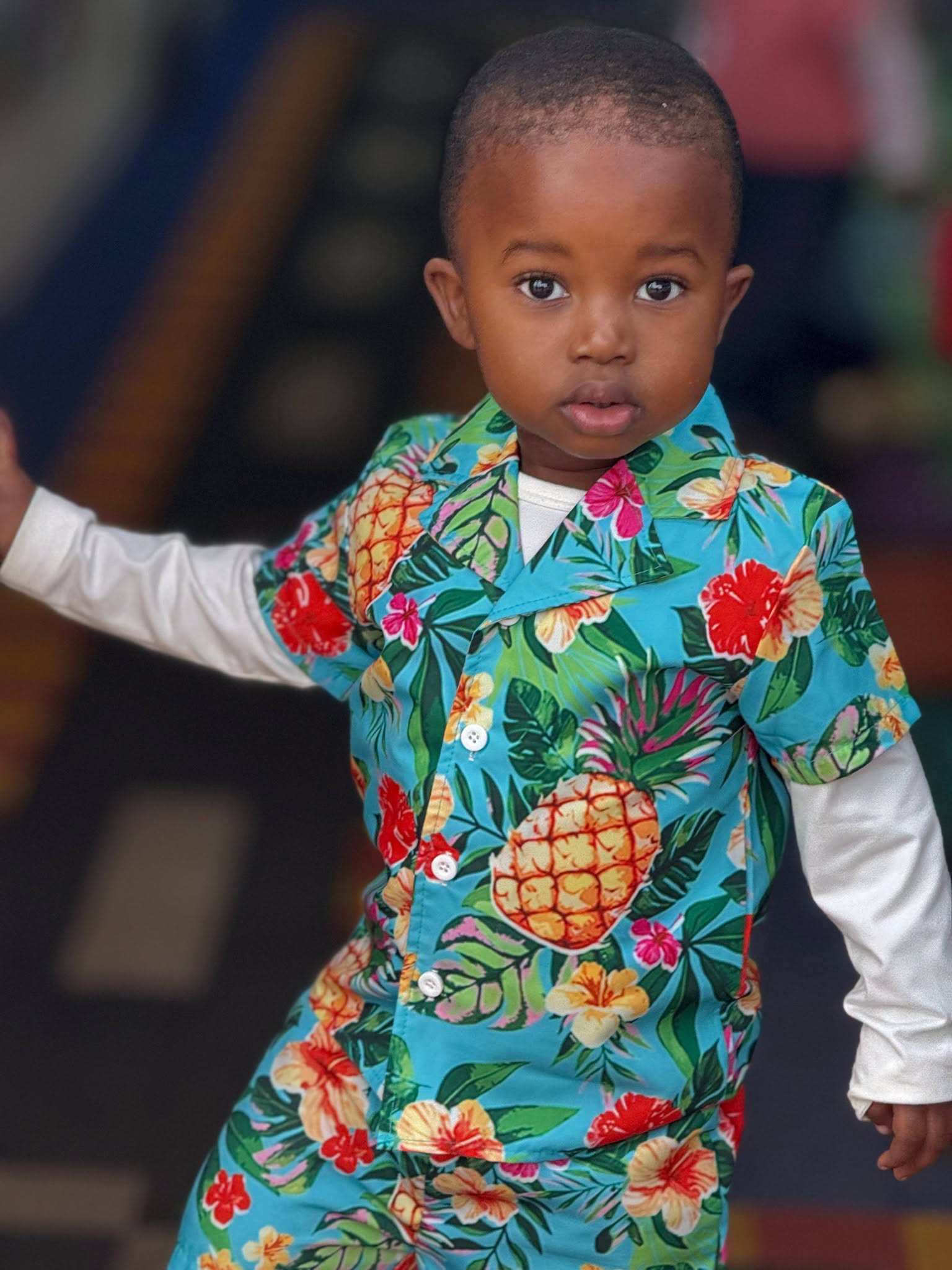 Children wearing floral clothing for Spring Day